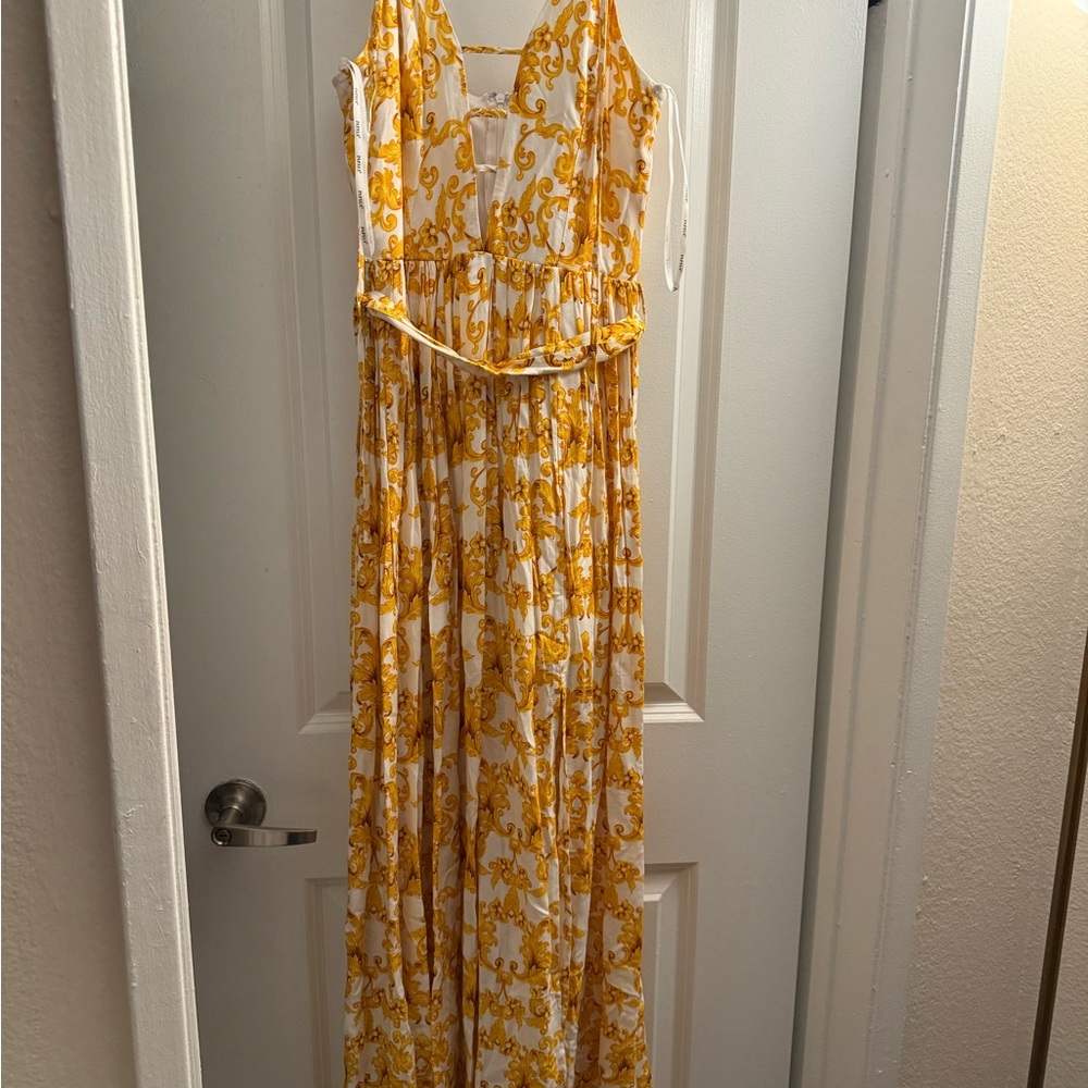 Papaya Yellow Floral Dress